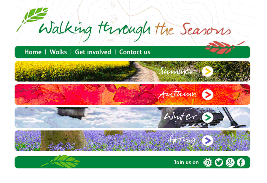 rwcreate | Walking through the seasons webiste, home page